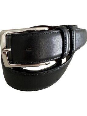 VTG Torino Men's Smooth Black Venetian Calf Leather Dress Belt Sz 36 USA